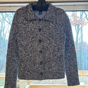 Willi Smith Gray Knitted Cardigan, Wing Collar,  Size Small